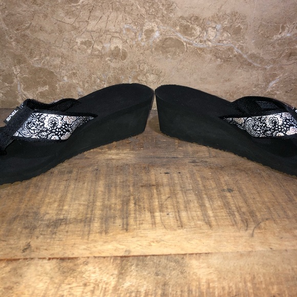 Teva Shoes | Teva Womens Black Flip Flops Wedges Size 6 | Poshmark